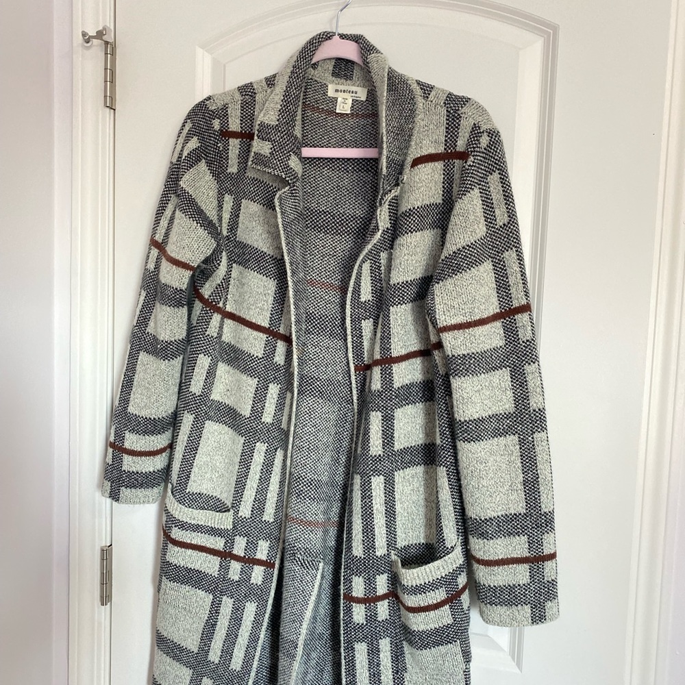 Monetau Los Angeles grey tartan cardigan